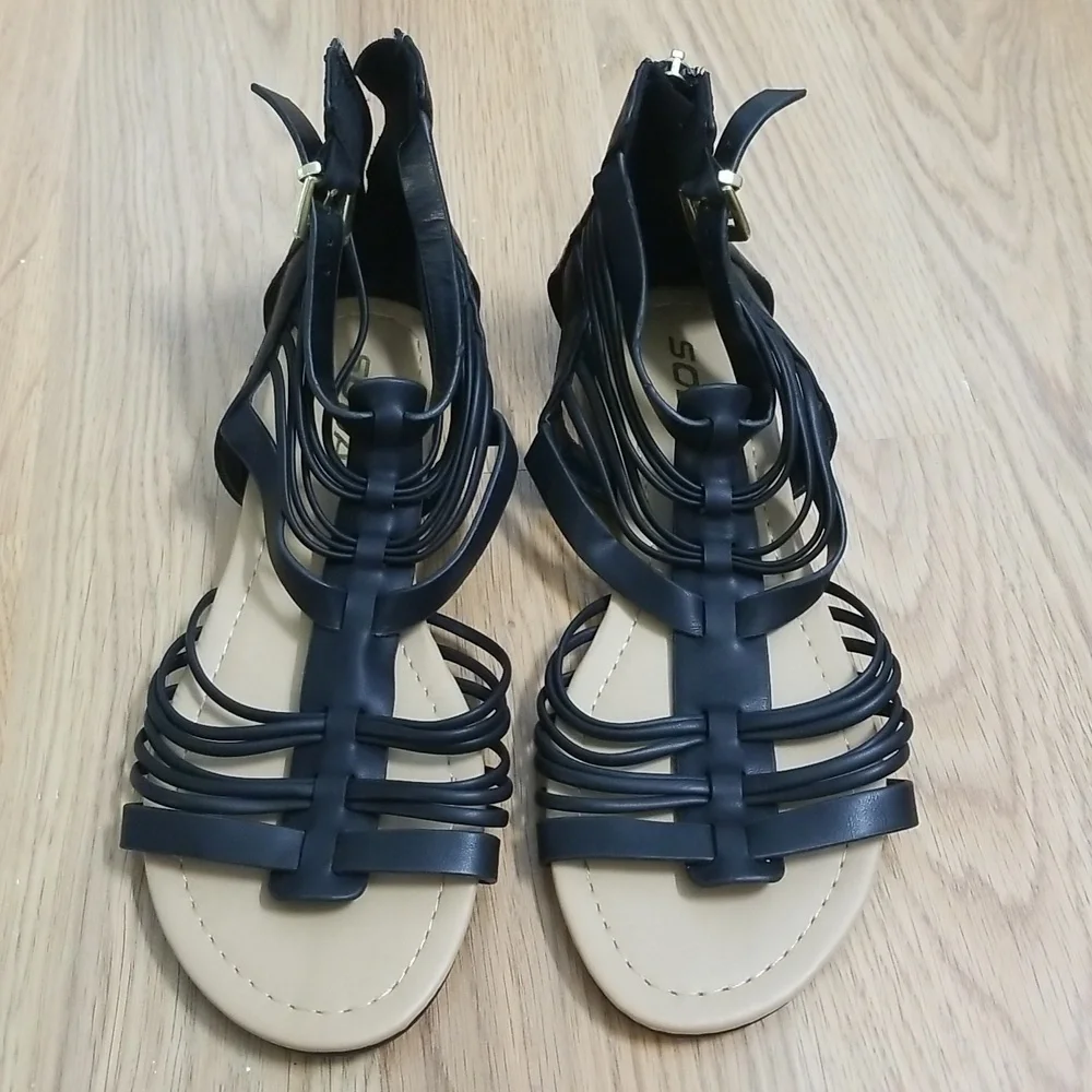 Soda Black Ankle Sandals